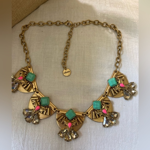 Stella & Dot Pink‎ & Green Ethnic Boho Statement Necklace - Picture 1 of 8